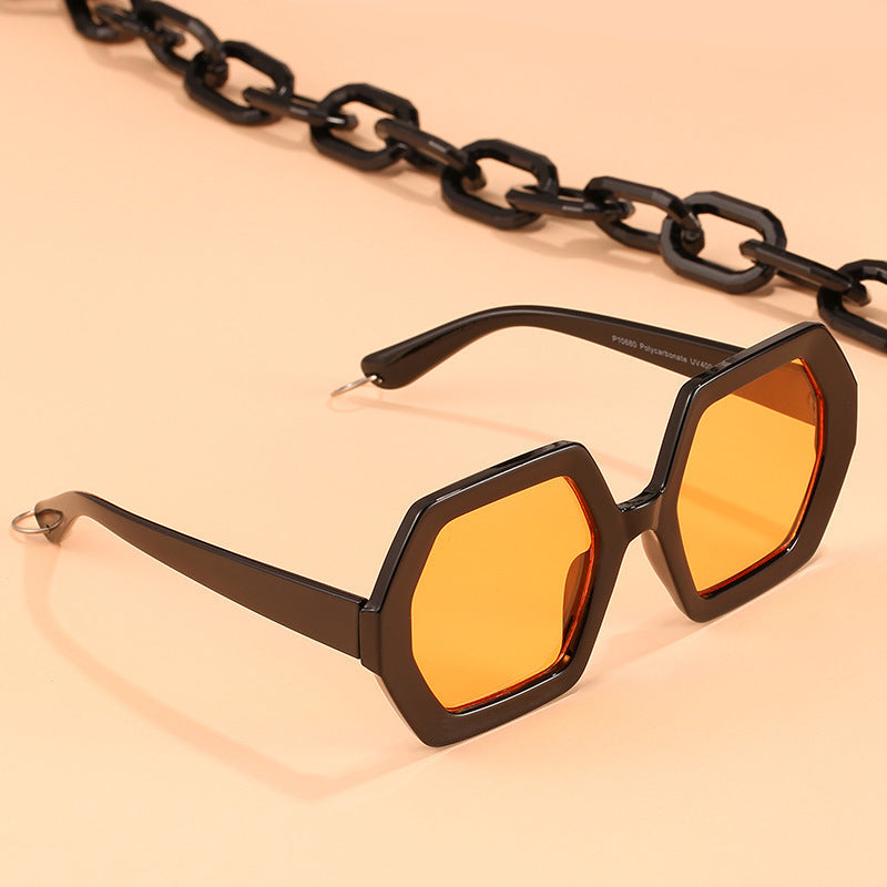 Personality Chain Exaggerated Octagonal Sunglasses