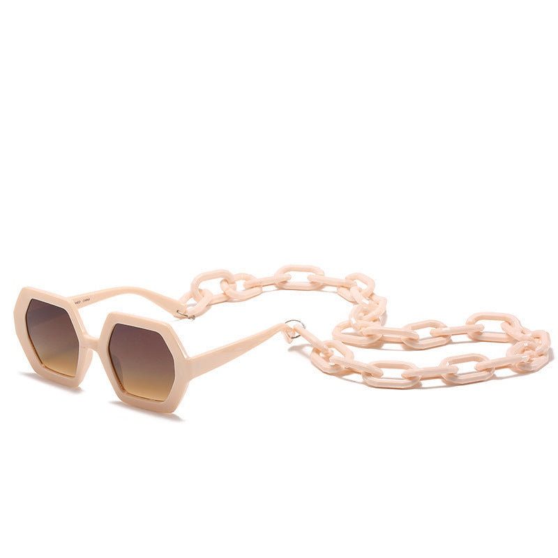 Personality Chain Exaggerated Octagonal Sunglasses