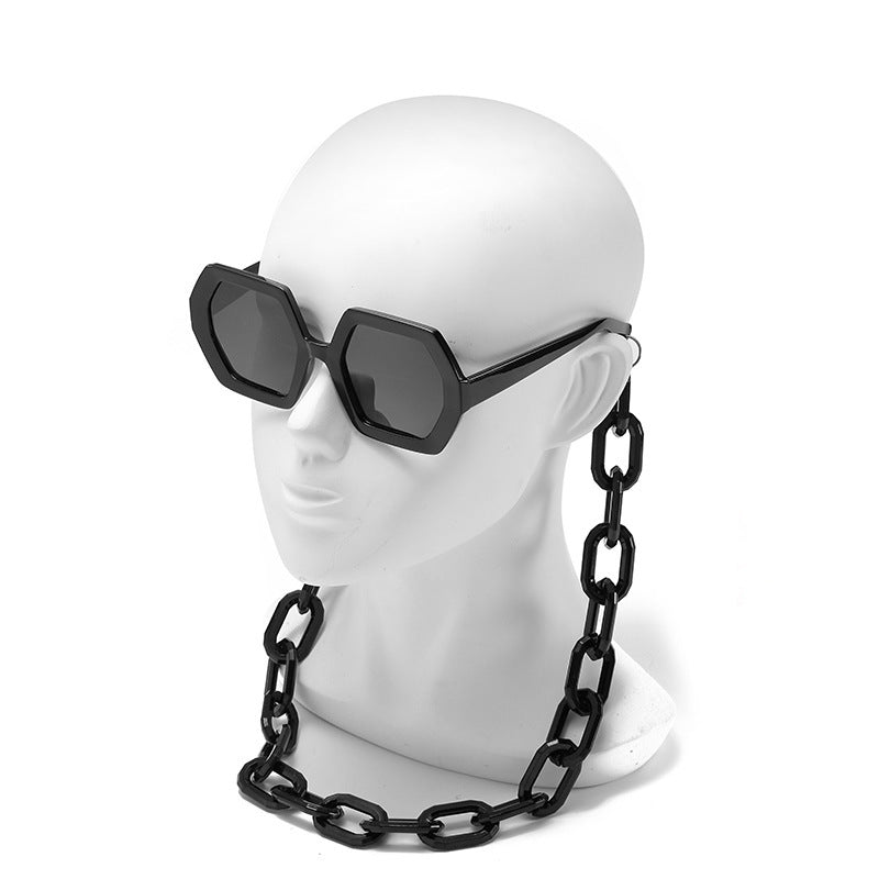 Personality Chain Exaggerated Octagonal Sunglasses