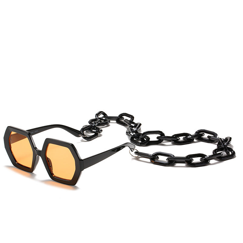 Personality Chain Exaggerated Octagonal Sunglasses