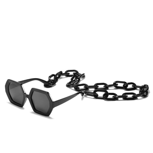 Personality Chain Exaggerated Octagonal Sunglasses